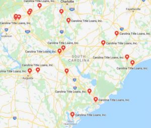 SC Title Loan Store Locations Map